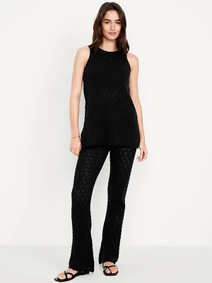 High-Waisted Crochet Flare Pants
