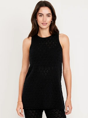 Sleeveless Crochet Tunic Sweater