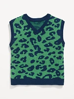 Printed Oversized Sweater Vest for Toddler Boys