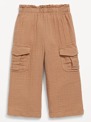 Double-Weave Wide-Leg Cargo Pants for Toddler Girls