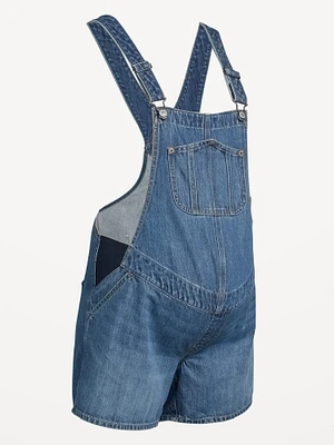Maternity Side-Panel Slouchy Jean Shortalls