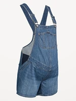 Maternity Side-Panel Slouchy Jean Shortalls