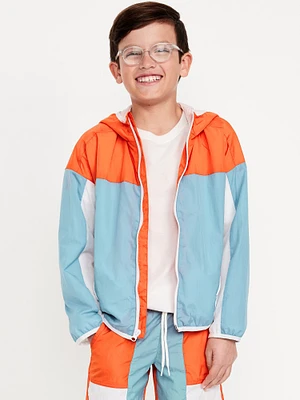Water-Resistant Full-Zip Color-Block Jacket for Boys