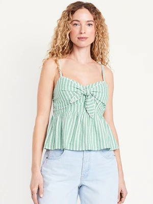 Fit & Flare Seersucker Peplum Top