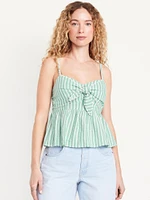 Fit & Flare Seersucker Peplum Top