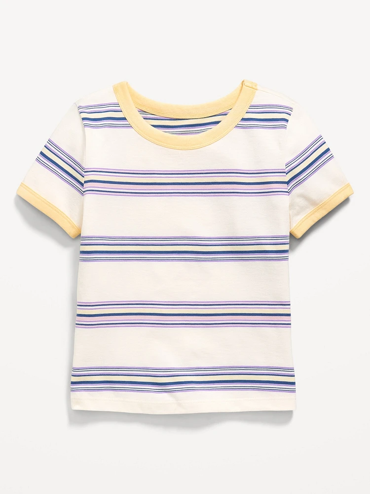 Fitted Short-Sleeve Printed Ringer T-Shirt for Girls