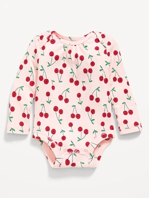 Printed Long-Sleeve Ribbed Bodysuit for Baby