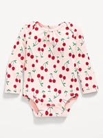 Printed Long-Sleeve Ribbed Bodysuit for Baby