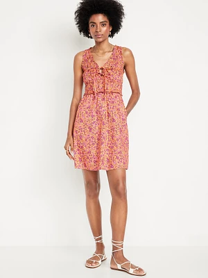 Fit & Flare Smocked-Top Mini Dress