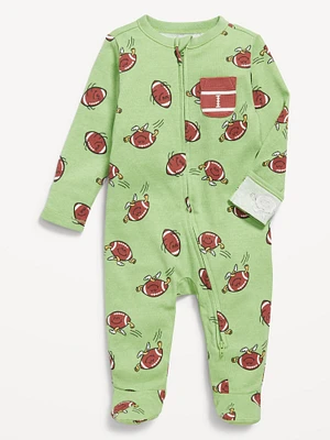 Snug-Fit 2-Way-Zip Pocket Footed One-Piece for Baby