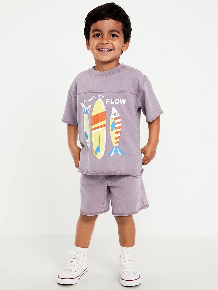 Short-Sleeve Graphic T-Shirt and Shorts Set for Toddler Boys