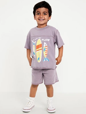 Short-Sleeve Graphic T-Shirt and Shorts Set for Toddler Boys