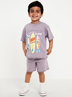 Short-Sleeve Graphic T-Shirt and Shorts Set for Toddler Boys