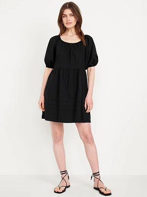 Pleated Mini Swing Dress
