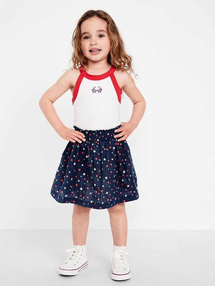Fitted Halter Graphic Tank and Skort Set for Toddler Girls