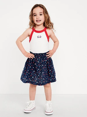 Fitted Halter Graphic Tank and Skort Set for Toddler Girls