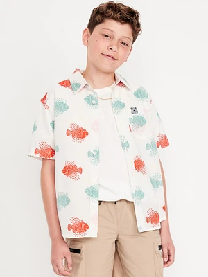 Printed Short-Sleeve Poplin Pocket Shirt for Boys