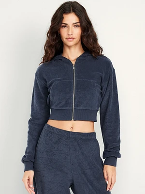 Cropped Terry Zip Hoodie