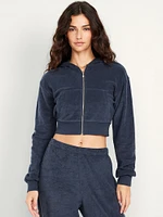 Cropped Terry Zip Hoodie