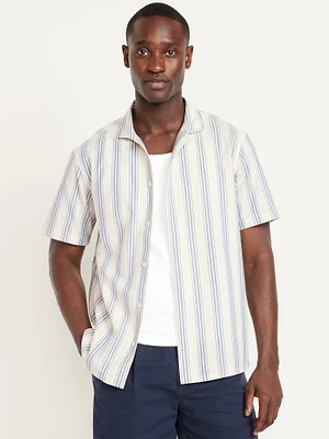 Short-Sleeve Striped Oxford Camp Shirt