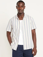 Short-Sleeve Striped Oxford Camp Shirt