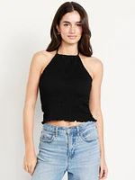 Sleeveless Smocked Crop Top