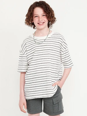 Oversized Short-Sleeve Jacquard-Knit T-Shirt for Boys