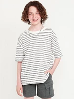 Oversized Short-Sleeve Jacquard-Knit T-Shirt for Boys