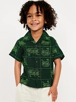 Printed Short-Sleeve Linen-Blend Shirt for Toddler Boys