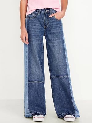 Super Baggy Two-Tone Wide-Leg Jeans for Girls