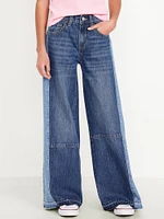 Super Baggy Two-Tone Wide-Leg Jeans for Girls