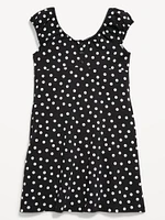 Printed Short-Sleeve Henley Dress for Girls
