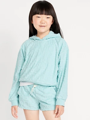 Loose Textured Terry Pullover Hoodie for Girls