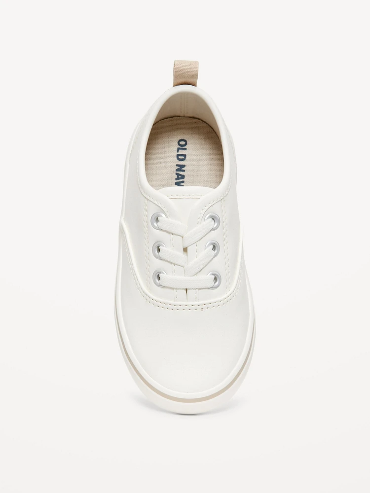 Unisex Elastic-Lace Faux-Leather Sneakers for Toddler