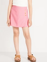 Wrap-Front Linen-Blend Skort for Girls