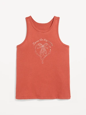 Fitted Back Cutout Graphic Tank Top for Girls