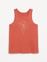 Fitted Back Cutout Graphic Tank Top for Girls