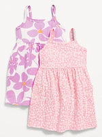 Sleeveless Pocket Jersey-Knit Fit and Flare Dress for Toddler Girls
