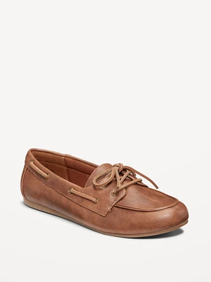 Faux-Leather Boat Shoes for Women