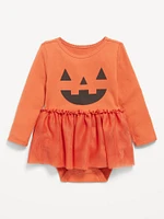 Long-Sleeve Graphic Bodysuit Tutu Dress for Baby