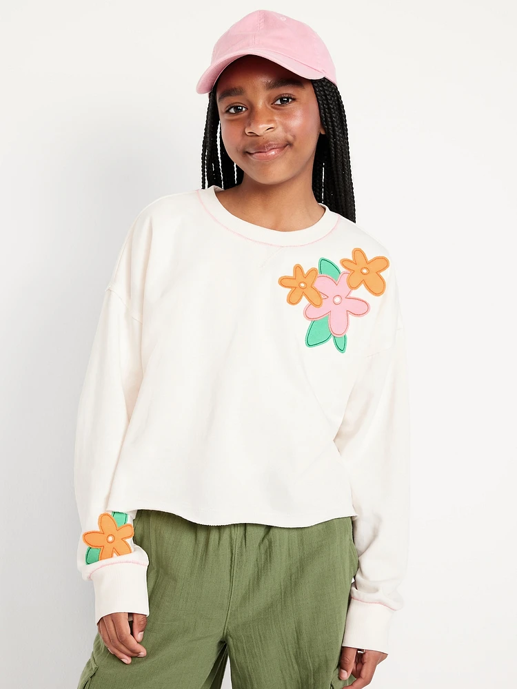 Printed Cropped French-Terry Sweatshirt for Girls