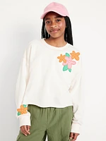 Printed Cropped French-Terry Sweatshirt for Girls