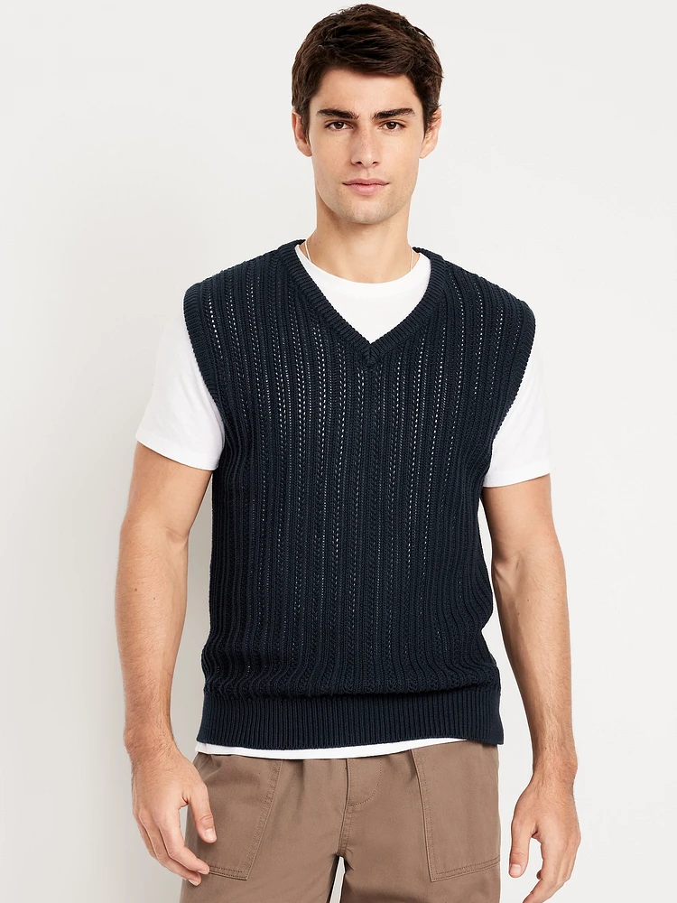 Open-Stitch Sweater Vest