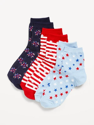 Novelty Quarter Crew Socks 3-Pack for Women