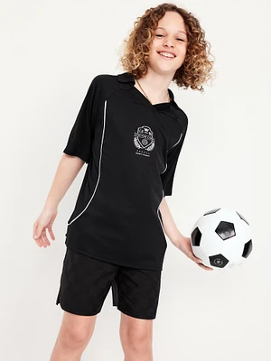 Oversized Collared Graphic Performance Top for Boys