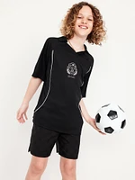 Oversized Collared Graphic Performance Top for Boys