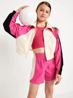 High-Waisted Color-Block Performance Shorts for Girls