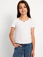 Short-Sleeve Pointelle-Knit Top for Girls