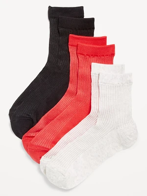 Sheer Stripe Quarter Crew Socks 3-Pack for Women