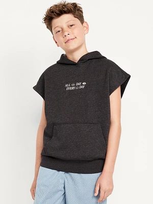 Oversized Fleece Graphic Muscle Hoodie for Boys